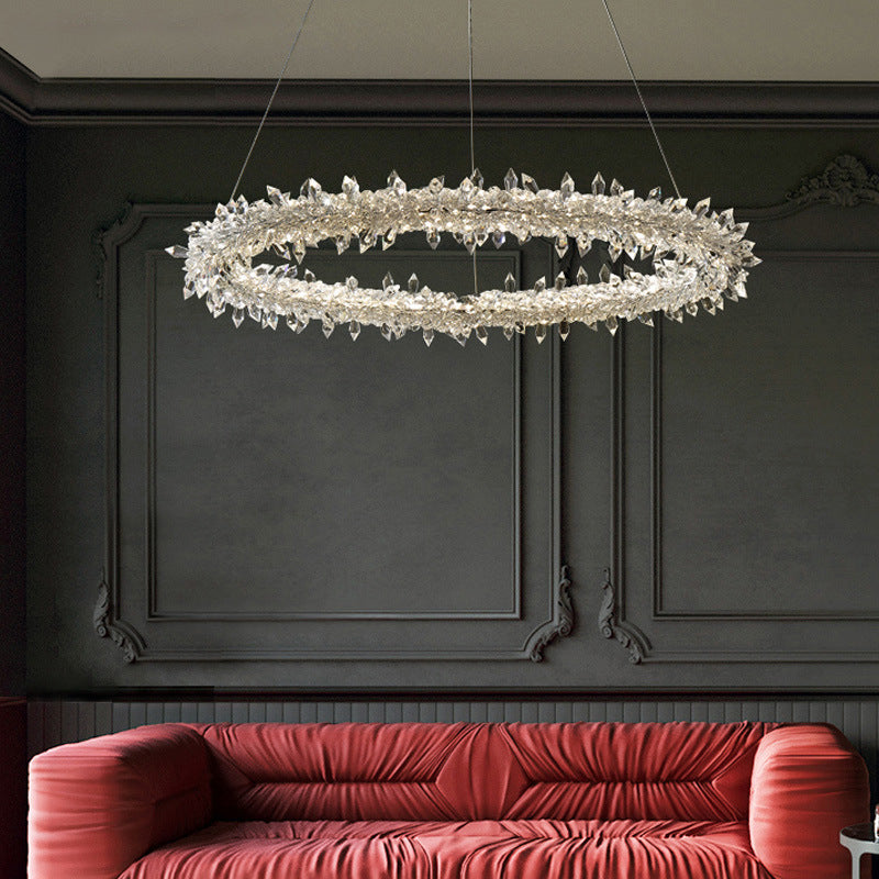 Modern Flower Ring Chandelier Light Fixtures Crystal Hanging Light Kit for Living Room Clearhalo 'Ceiling Lights' 'Chandeliers' 'Clear' 'Industrial' 'Modern Chandeliers' 'Modern' 'Tiffany' 'Traditional Chandeliers' Lighting' 2552510
