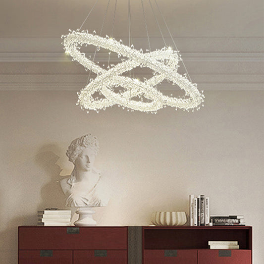 Modern Flower Ring Chandelier Light Fixtures Crystal Hanging Light Kit for Living Room Clearhalo 'Ceiling Lights' 'Chandeliers' 'Clear' 'Industrial' 'Modern Chandeliers' 'Modern' 'Tiffany' 'Traditional Chandeliers' Lighting' 2552513