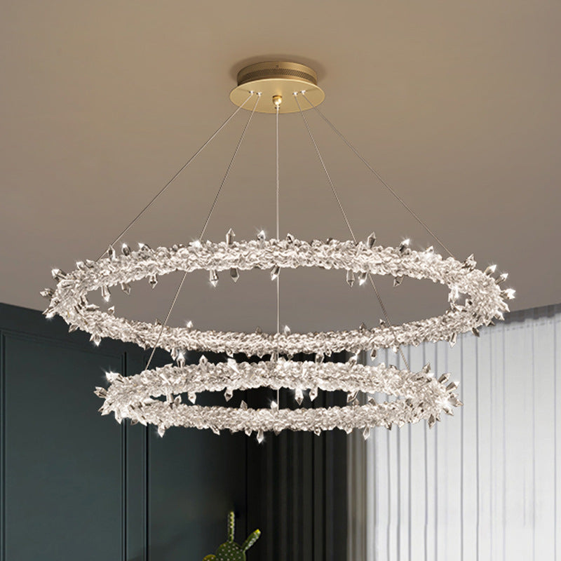 Modern Flower Ring Chandelier Light Fixtures Crystal Hanging Light Kit for Living Room Clearhalo 'Ceiling Lights' 'Chandeliers' 'Clear' 'Industrial' 'Modern Chandeliers' 'Modern' 'Tiffany' 'Traditional Chandeliers' Lighting' 2552517