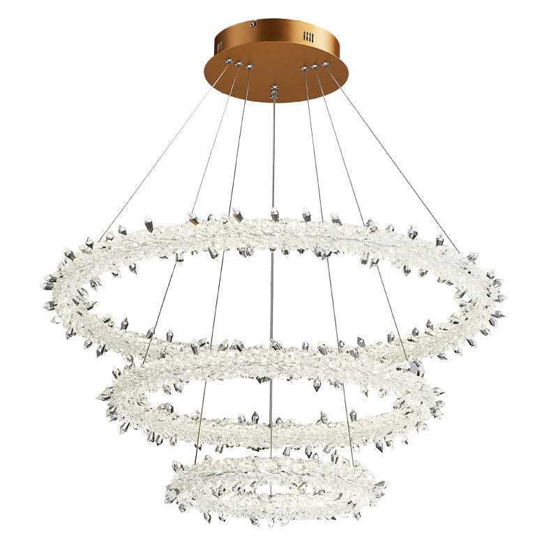 Modern Flower Ring Chandelier Light Fixtures Crystal Hanging Light Kit for Living Room Clearhalo 'Ceiling Lights' 'Chandeliers' 'Clear' 'Industrial' 'Modern Chandeliers' 'Modern' 'Tiffany' 'Traditional Chandeliers' Lighting' 2552519