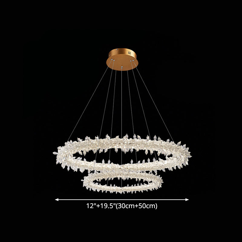 Modern Flower Ring Chandelier Light Fixtures Crystal Hanging Light Kit for Living Room Clearhalo 'Ceiling Lights' 'Chandeliers' 'Clear' 'Industrial' 'Modern Chandeliers' 'Modern' 'Tiffany' 'Traditional Chandeliers' Lighting' 2552521