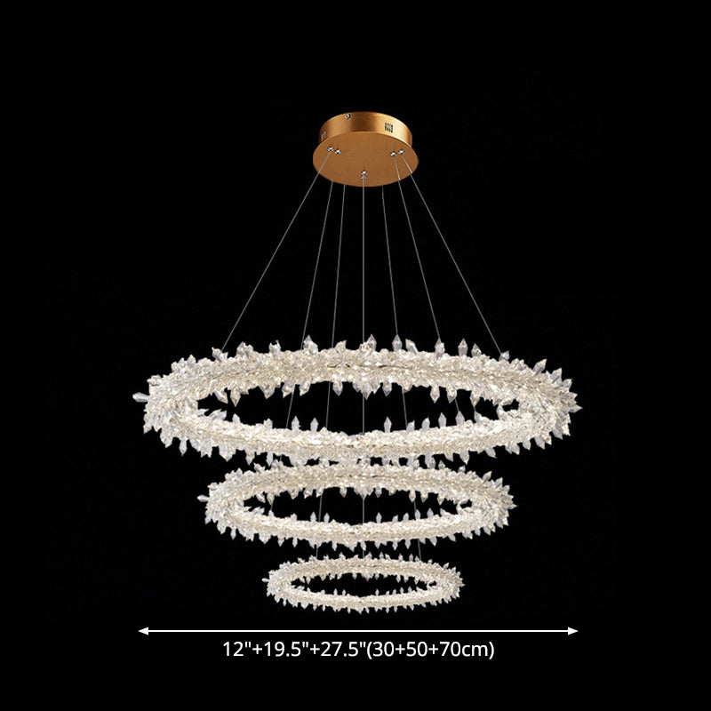 Modern Flower Ring Chandelier Light Fixtures Crystal Hanging Light Kit for Living Room Clearhalo 'Ceiling Lights' 'Chandeliers' 'Clear' 'Industrial' 'Modern Chandeliers' 'Modern' 'Tiffany' 'Traditional Chandeliers' Lighting' 2552525