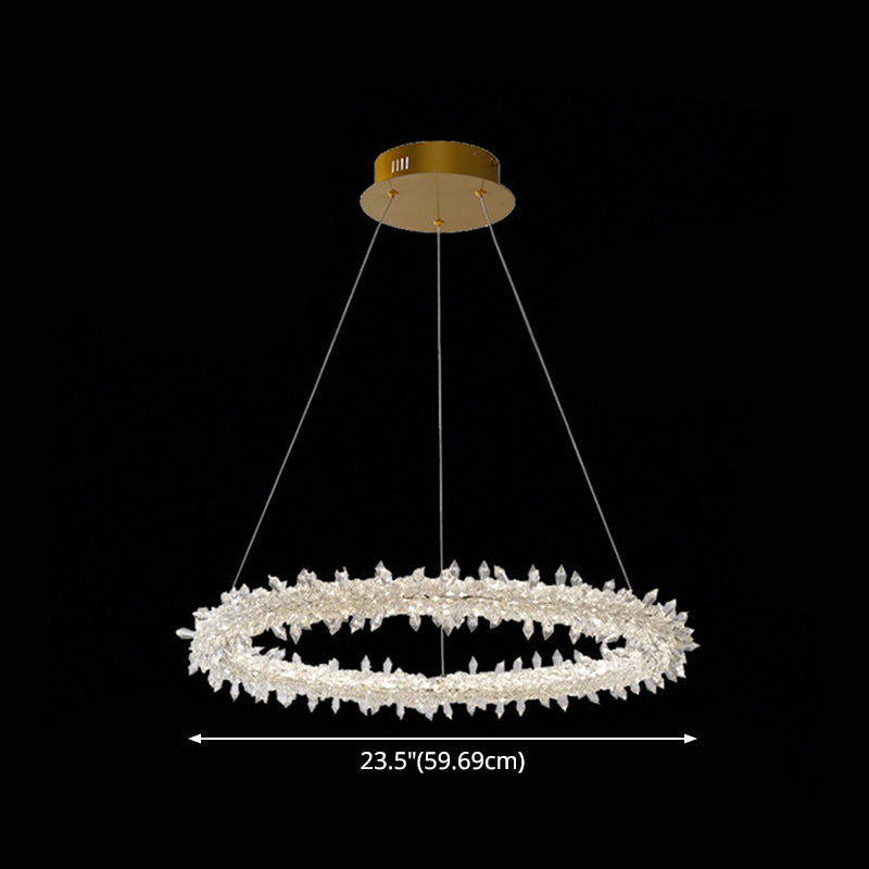 Modern Flower Ring Chandelier Light Fixtures Crystal Hanging Light Kit for Living Room Clearhalo 'Ceiling Lights' 'Chandeliers' 'Clear' 'Industrial' 'Modern Chandeliers' 'Modern' 'Tiffany' 'Traditional Chandeliers' Lighting' 2552526