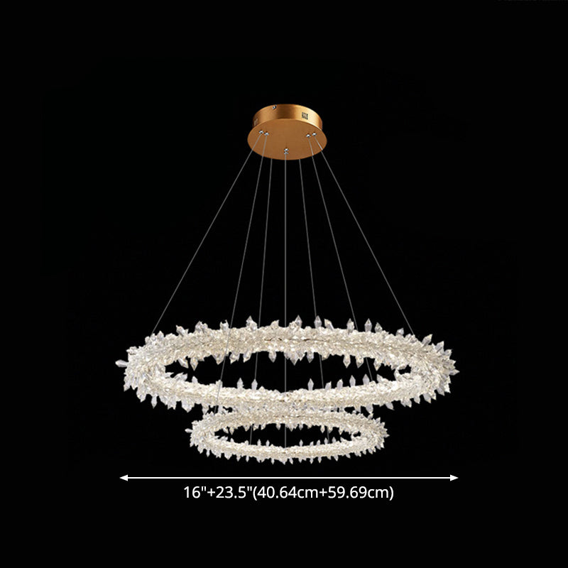 Modern Flower Ring Chandelier Light Fixtures Crystal Hanging Light Kit for Living Room Clearhalo 'Ceiling Lights' 'Chandeliers' 'Clear' 'Industrial' 'Modern Chandeliers' 'Modern' 'Tiffany' 'Traditional Chandeliers' Lighting' 2552527