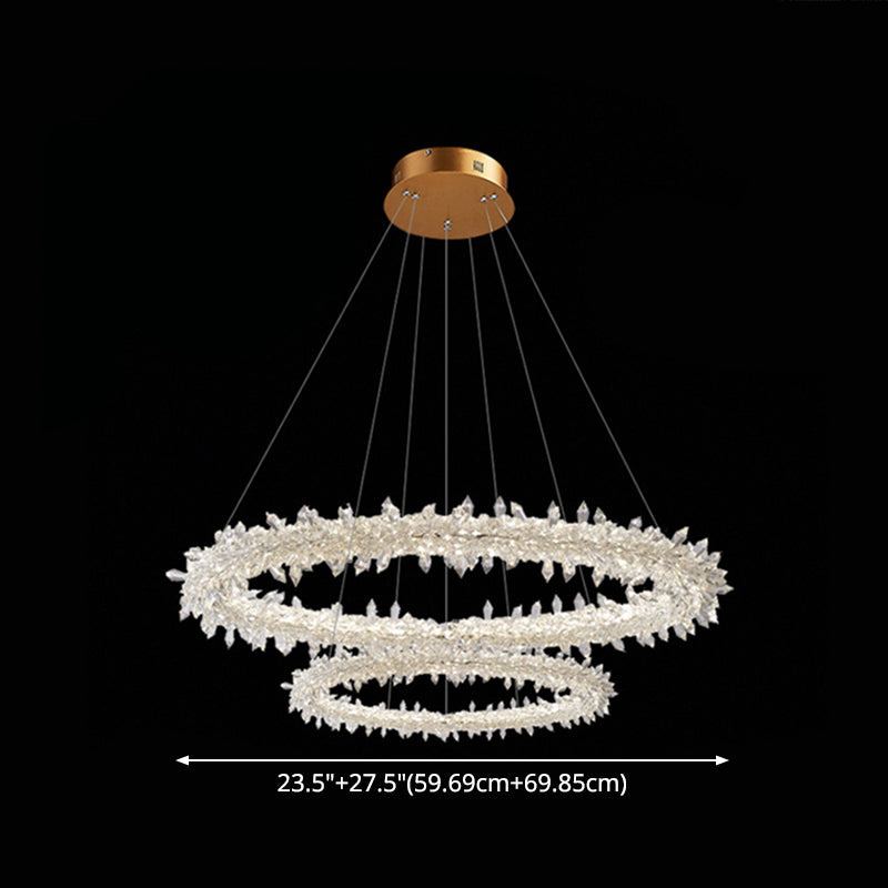 Modern Flower Ring Chandelier Light Fixtures Crystal Hanging Light Kit for Living Room Clearhalo 'Ceiling Lights' 'Chandeliers' 'Clear' 'Industrial' 'Modern Chandeliers' 'Modern' 'Tiffany' 'Traditional Chandeliers' Lighting' 2552528