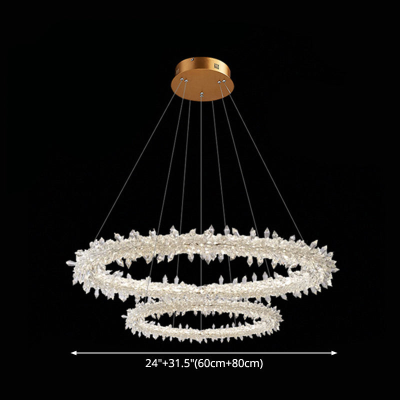 Modern Flower Ring Chandelier Light Fixtures Crystal Hanging Light Kit for Living Room Clearhalo 'Ceiling Lights' 'Chandeliers' 'Clear' 'Industrial' 'Modern Chandeliers' 'Modern' 'Tiffany' 'Traditional Chandeliers' Lighting' 2552530