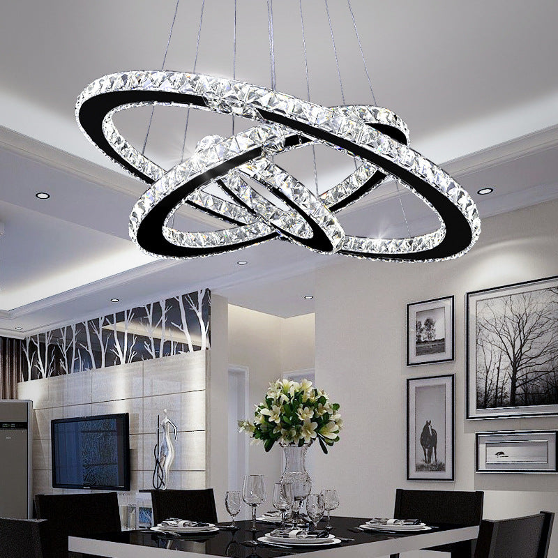 Contemporary Interlace Rings Chandelier Pendant Light Stainless Steel Hanging Light Fixtures for Bedroom Clearhalo 'Ceiling Lights' 'Chandeliers' 'Clear' 'Industrial' 'Modern Chandeliers' 'Modern' 'Tiffany' 'Traditional Chandeliers' Lighting' 2552532
