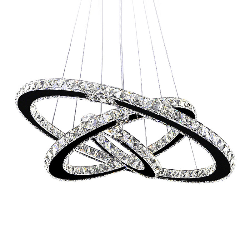 Contemporary Interlace Rings Chandelier Pendant Light Stainless Steel Hanging Light Fixtures for Bedroom Clearhalo 'Ceiling Lights' 'Chandeliers' 'Clear' 'Industrial' 'Modern Chandeliers' 'Modern' 'Tiffany' 'Traditional Chandeliers' Lighting' 2552535