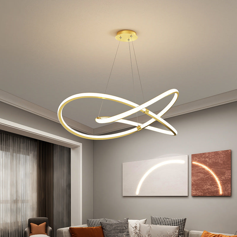 Ultra-modern Twist Chandelier Metal Pendant Light with Round Canopy for Living Room Clearhalo 'Ceiling Lights' 'Chandeliers' 'Modern Chandeliers' 'Modern' Lighting' 2552554