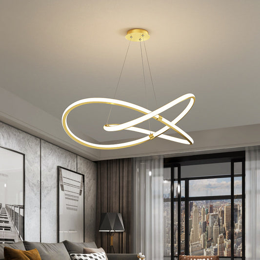 Ultra-modern Twist Chandelier Metal Pendant Light with Round Canopy for Living Room Clearhalo 'Ceiling Lights' 'Chandeliers' 'Modern Chandeliers' 'Modern' Lighting' 2552557
