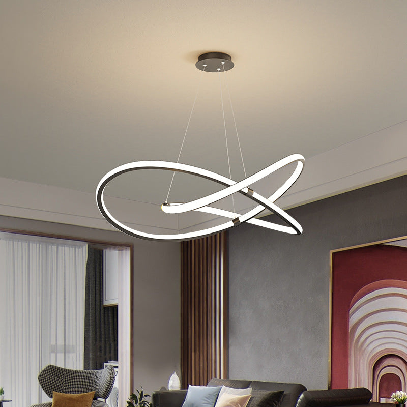 Ultra-modern Twist Chandelier Metal Pendant Light with Round Canopy for Living Room Clearhalo 'Ceiling Lights' 'Chandeliers' 'Modern Chandeliers' 'Modern' Lighting' 2552559