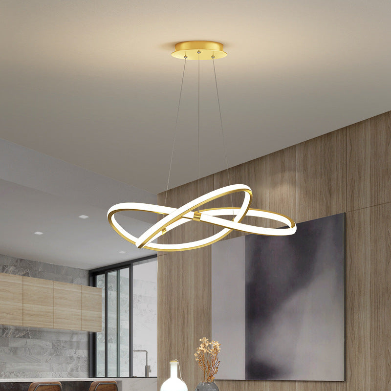 Ultra-modern Twist Chandelier Metal Pendant Light with Round Canopy for Living Room Clearhalo 'Ceiling Lights' 'Chandeliers' 'Modern Chandeliers' 'Modern' Lighting' 2552560