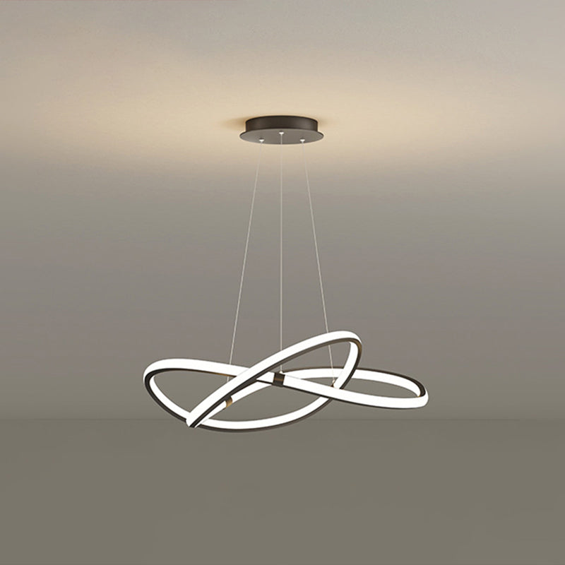 Ultra-modern Twist Chandelier Metal Pendant Light with Round Canopy for Living Room Black 23.5" White Clearhalo 'Ceiling Lights' 'Chandeliers' 'Modern Chandeliers' 'Modern' Lighting' 2552562