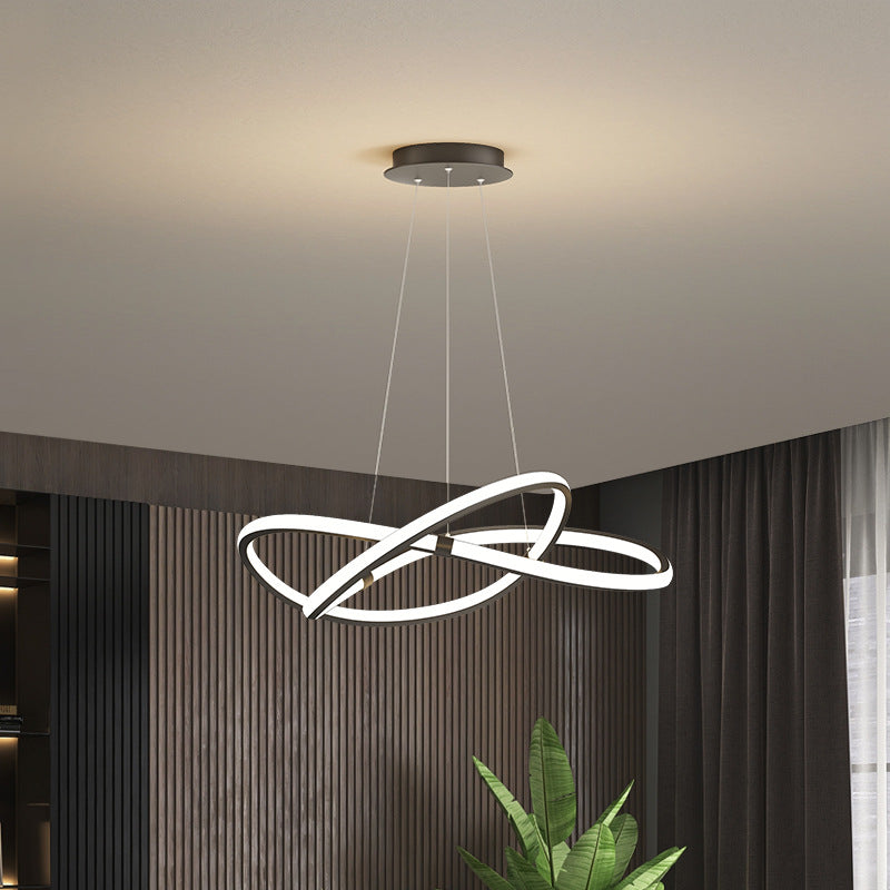 Ultra-modern Twist Chandelier Metal Pendant Light with Round Canopy for Living Room Clearhalo 'Ceiling Lights' 'Chandeliers' 'Modern Chandeliers' 'Modern' Lighting' 2552563