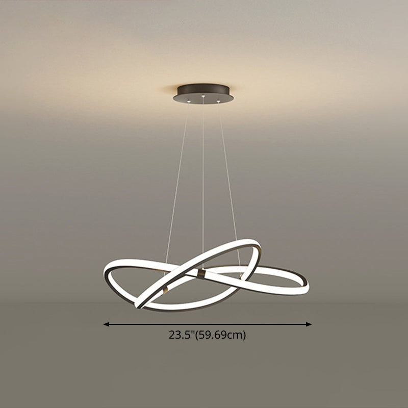 Ultra-modern Twist Chandelier Metal Pendant Light with Round Canopy for Living Room Clearhalo 'Ceiling Lights' 'Chandeliers' 'Modern Chandeliers' 'Modern' Lighting' 2552566