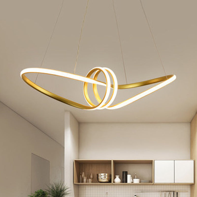 Ultra-modern Spiral Chandelier Light Fixtures Metal Suspension Pendant Light for Living Room Gold Clearhalo 'Ceiling Lights' 'Chandeliers' 'Modern Chandeliers' 'Modern' Lighting' 2552593
