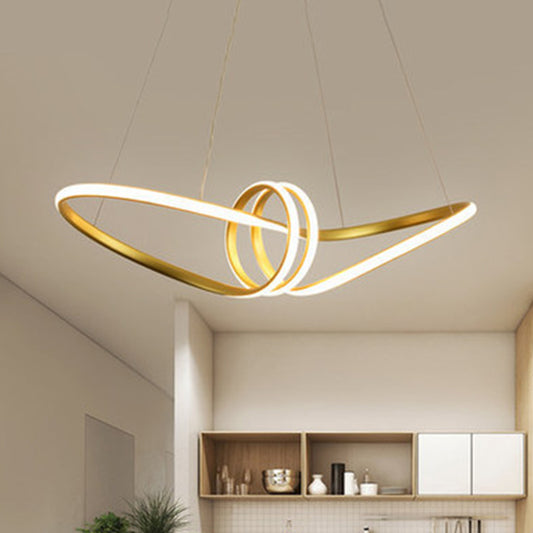 Ultra-modern Spiral Chandelier Light Fixtures Metal Suspension Pendant Light for Living Room Gold Clearhalo 'Ceiling Lights' 'Chandeliers' 'Modern Chandeliers' 'Modern' Lighting' 2552593