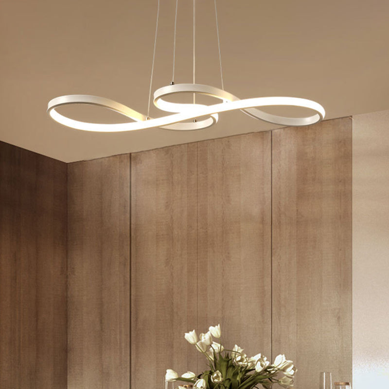 Modern Twisting Chandelier Pendant Light Metal Suspended Lighting Fixture for Restaurant White Clearhalo 'Ceiling Lights' 'Chandeliers' 'Modern Chandeliers' 'Modern' Lighting' 2552597