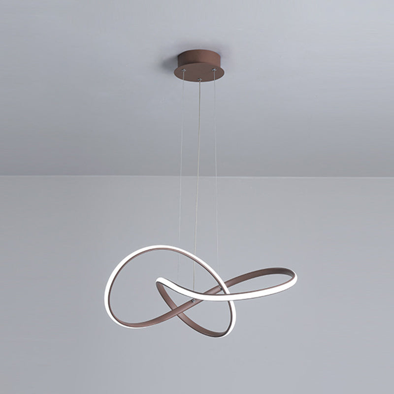 Ultra-modern Twisted Chandelier Lighting Metal Simplicity Hanging Chandelier for Living Room Coffee White Clearhalo 'Ceiling Lights' 'Chandeliers' 'Modern Chandeliers' 'Modern' Lighting' 2552615