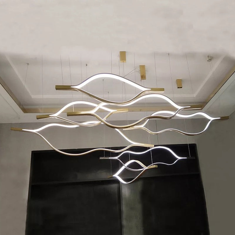 Modern Waving Chandelier Light Fixture Metal Hanging Pendant Lights for Living Room Clearhalo 'Ceiling Lights' 'Chandeliers' 'Modern Chandeliers' 'Modern' Lighting' 2552623
