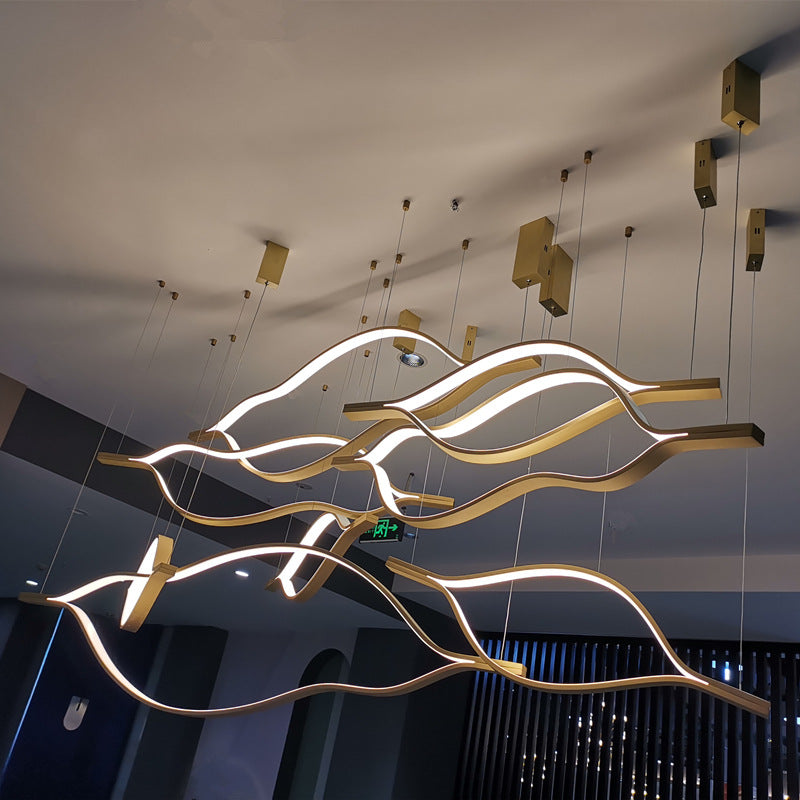 Modern Waving Chandelier Light Fixture Metal Hanging Pendant Lights for Living Room Clearhalo 'Ceiling Lights' 'Chandeliers' 'Modern Chandeliers' 'Modern' Lighting' 2552626
