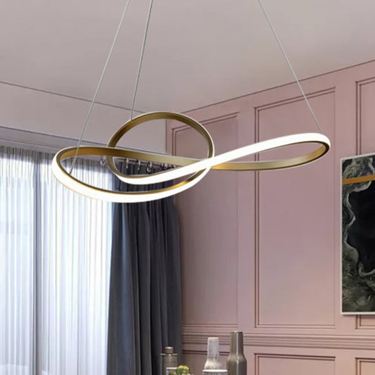 Contemporary Twisted Minimalism Chandelier Lighting Fixtures Metal Hanging Light for Living Room Gold Clearhalo 'Ceiling Lights' 'Chandeliers' 'Modern Chandeliers' 'Modern' Lighting' 2552629