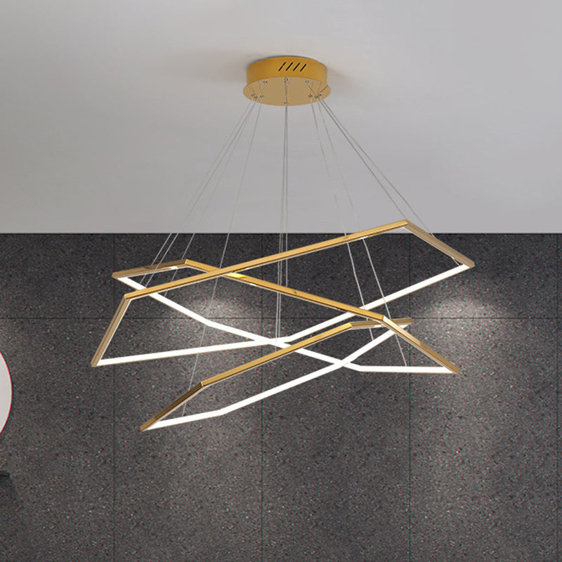 Ultra-modern Geometric Chandelier Metallic Suspended Lighting Fixture for Living Room Clearhalo 'Ceiling Lights' 'Chandeliers' 'Modern Chandeliers' 'Modern' Lighting' 2552634