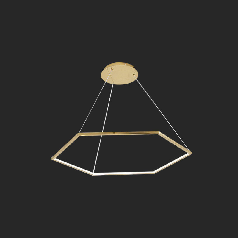 Ultra-modern Geometric Chandelier Metallic Suspended Lighting Fixture for Living Room Gold 12" Clearhalo 'Ceiling Lights' 'Chandeliers' 'Modern Chandeliers' 'Modern' Lighting' 2552636