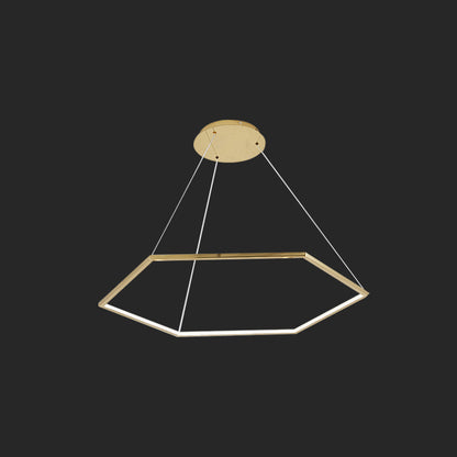 Ultra-modern Geometric Chandelier Metallic Suspended Lighting Fixture for Living Room Gold 12" Clearhalo 'Ceiling Lights' 'Chandeliers' 'Modern Chandeliers' 'Modern' Lighting' 2552636