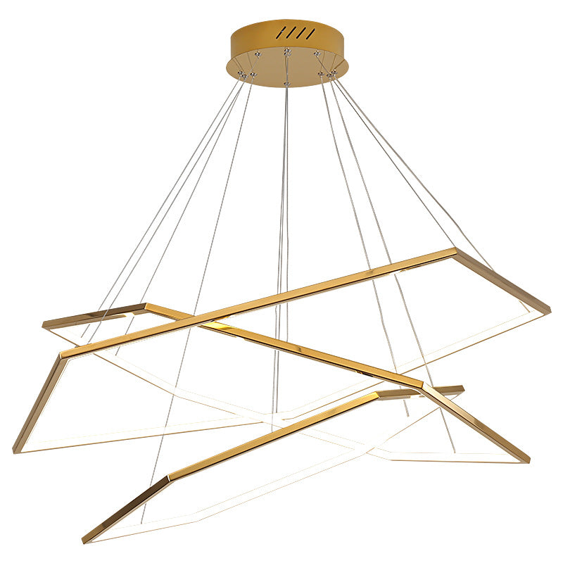 Ultra-modern Geometric Chandelier Metallic Suspended Lighting Fixture for Living Room Clearhalo 'Ceiling Lights' 'Chandeliers' 'Modern Chandeliers' 'Modern' Lighting' 2552642
