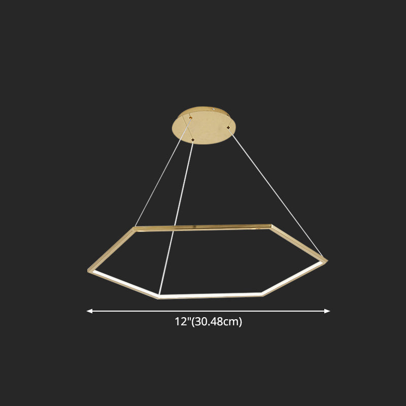 Ultra-modern Geometric Chandelier Metallic Suspended Lighting Fixture for Living Room Clearhalo 'Ceiling Lights' 'Chandeliers' 'Modern Chandeliers' 'Modern' Lighting' 2552646