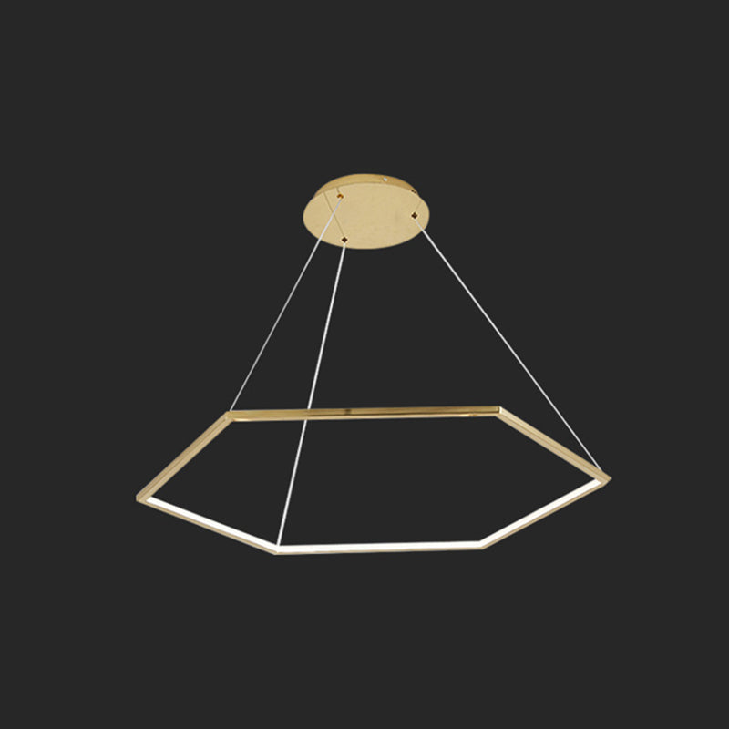 Ultra-modern Geometric Chandelier Metallic Suspended Lighting Fixture for Living Room Gold 23.5" Clearhalo 'Ceiling Lights' 'Chandeliers' 'Modern Chandeliers' 'Modern' Lighting' 2552647