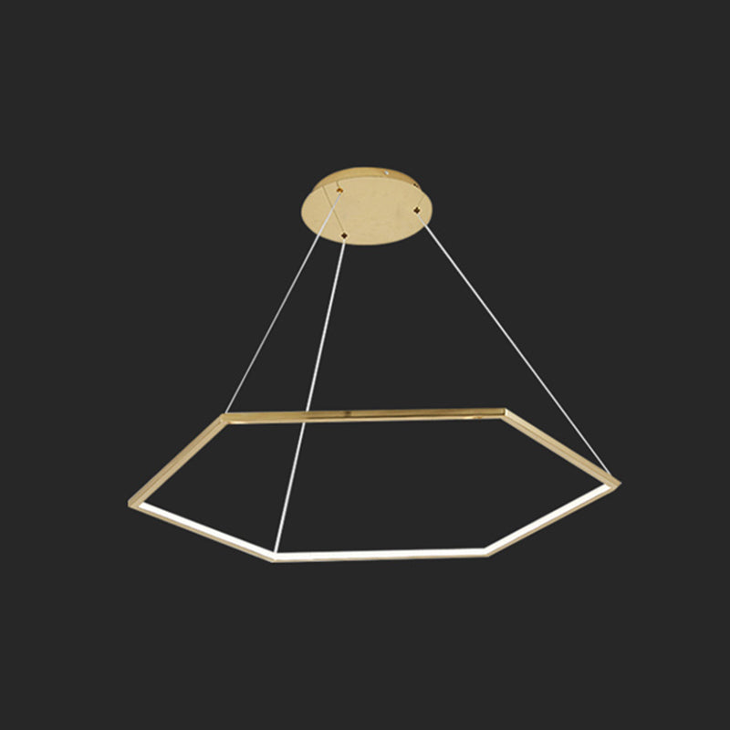 Ultra-modern Geometric Chandelier Metallic Suspended Lighting Fixture for Living Room Gold 31.5" Clearhalo 'Ceiling Lights' 'Chandeliers' 'Modern Chandeliers' 'Modern' Lighting' 2552649