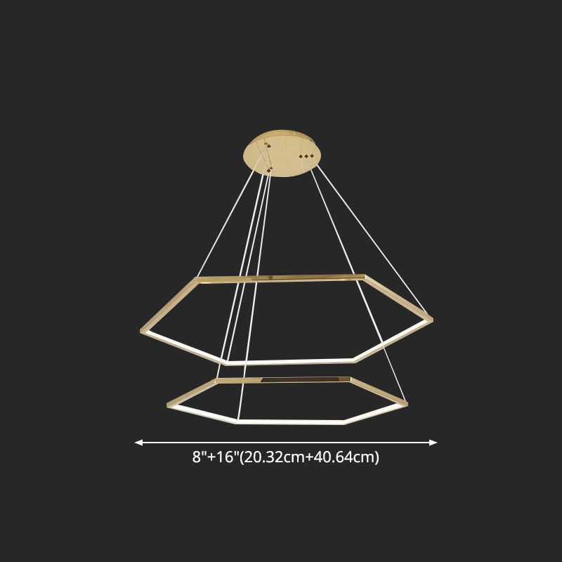 Ultra-modern Geometric Chandelier Metallic Suspended Lighting Fixture for Living Room Clearhalo 'Ceiling Lights' 'Chandeliers' 'Modern Chandeliers' 'Modern' Lighting' 2552650
