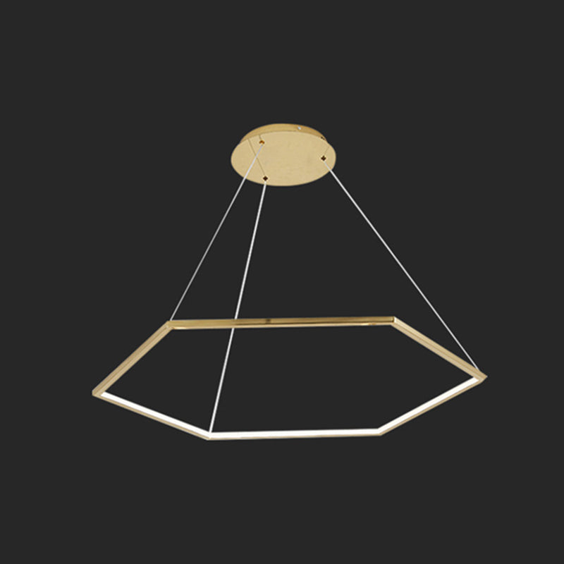 Ultra-modern Geometric Chandelier Metallic Suspended Lighting Fixture for Living Room Gold 39.5" Clearhalo 'Ceiling Lights' 'Chandeliers' 'Modern Chandeliers' 'Modern' Lighting' 2552651