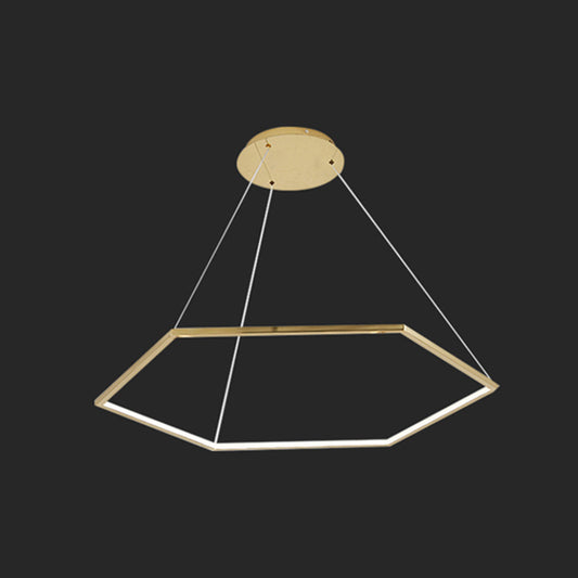 Ultra-modern Geometric Chandelier Metallic Suspended Lighting Fixture for Living Room Gold 39.5" Clearhalo 'Ceiling Lights' 'Chandeliers' 'Modern Chandeliers' 'Modern' Lighting' 2552651