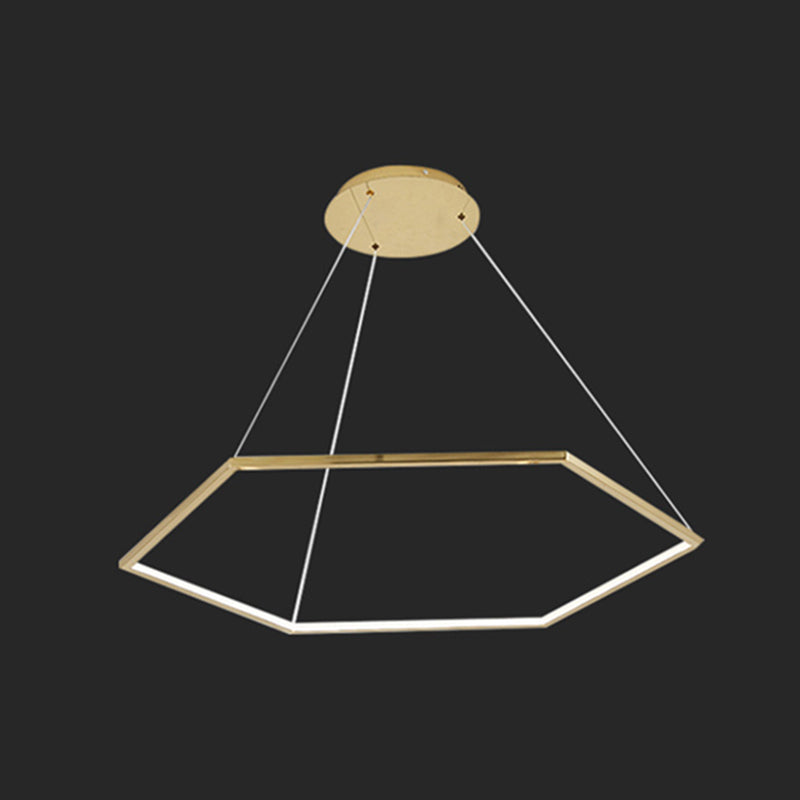 Ultra-modern Geometric Chandelier Metallic Suspended Lighting Fixture for Living Room Gold 47.5" Clearhalo 'Ceiling Lights' 'Chandeliers' 'Modern Chandeliers' 'Modern' Lighting' 2552653