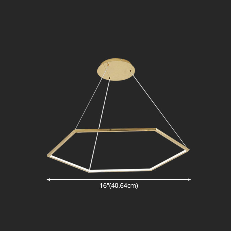 Ultra-modern Geometric Chandelier Metallic Suspended Lighting Fixture for Living Room Clearhalo 'Ceiling Lights' 'Chandeliers' 'Modern Chandeliers' 'Modern' Lighting' 2552655