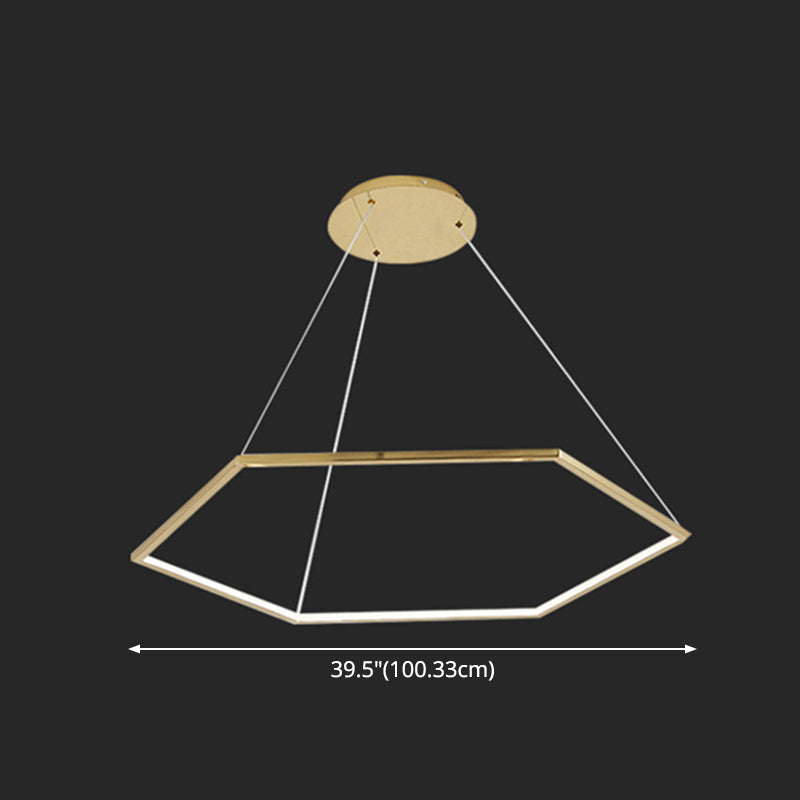 Ultra-modern Geometric Chandelier Metallic Suspended Lighting Fixture for Living Room Clearhalo 'Ceiling Lights' 'Chandeliers' 'Modern Chandeliers' 'Modern' Lighting' 2552661