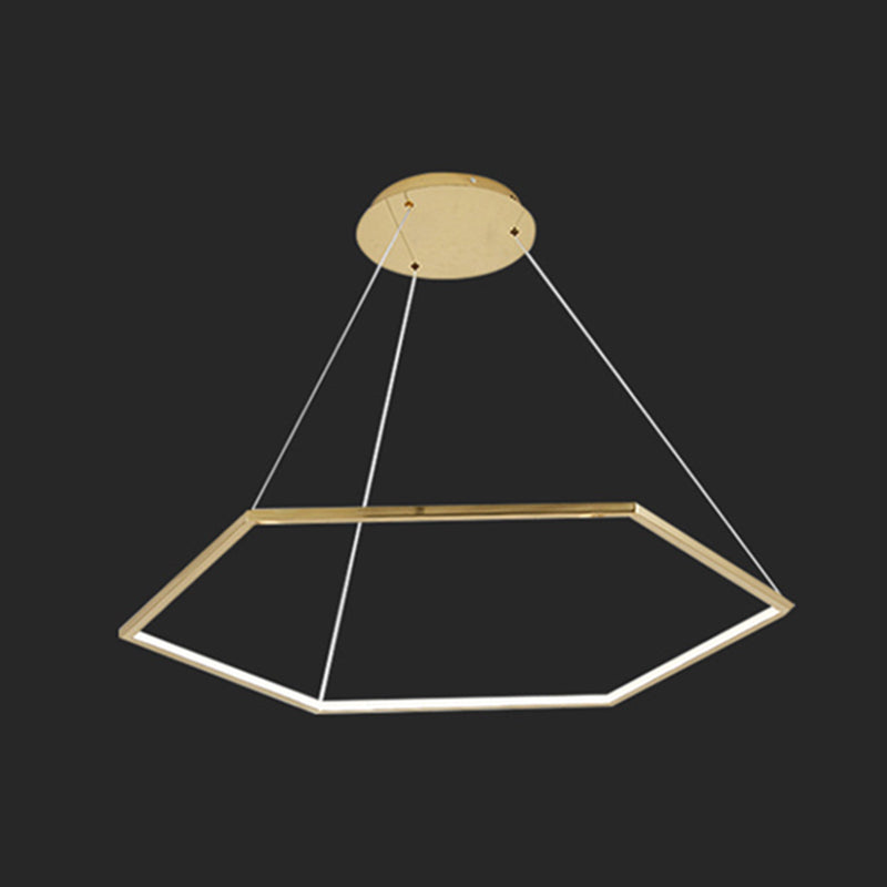 Ultra-modern Geometric Chandelier Metallic Suspended Lighting Fixture for Living Room Gold 59" Clearhalo 'Ceiling Lights' 'Chandeliers' 'Modern Chandeliers' 'Modern' Lighting' 2552662