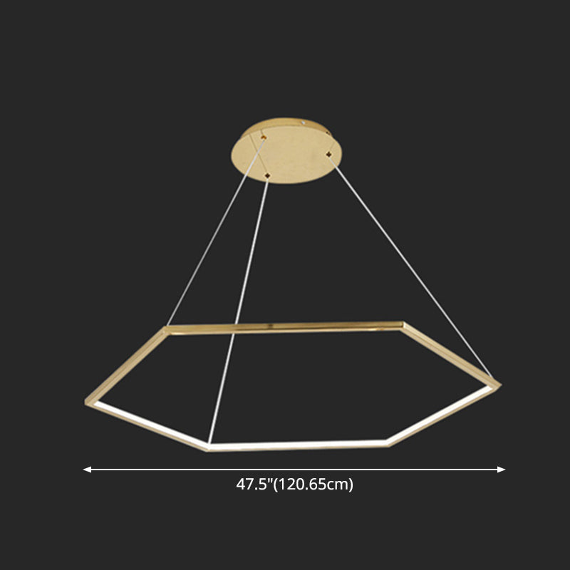 Ultra-modern Geometric Chandelier Metallic Suspended Lighting Fixture for Living Room Clearhalo 'Ceiling Lights' 'Chandeliers' 'Modern Chandeliers' 'Modern' Lighting' 2552663