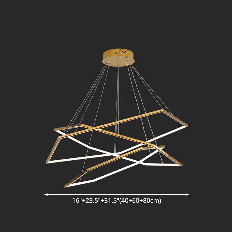 Ultra-modern Geometric Chandelier Metallic Suspended Lighting Fixture for Living Room Clearhalo 'Ceiling Lights' 'Chandeliers' 'Modern Chandeliers' 'Modern' Lighting' 2552664