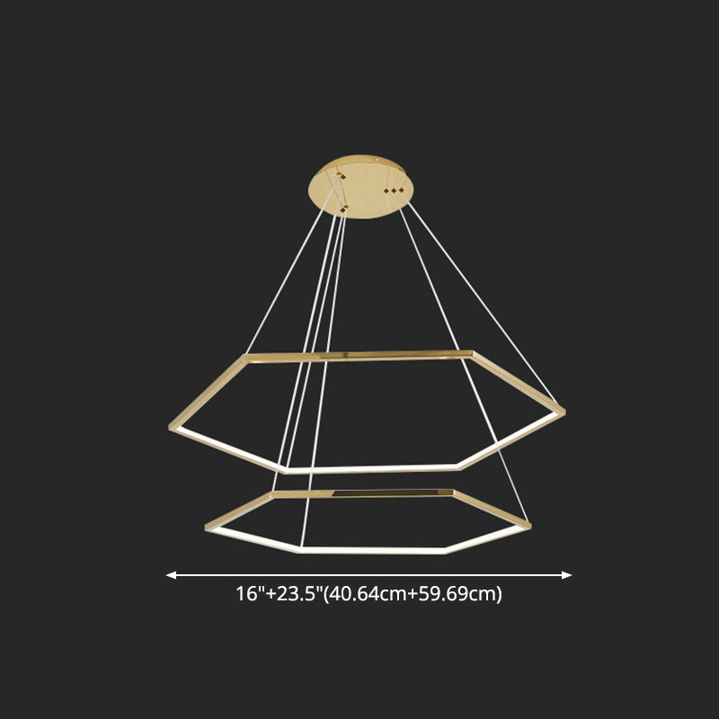 Ultra-modern Geometric Chandelier Metallic Suspended Lighting Fixture for Living Room Clearhalo 'Ceiling Lights' 'Chandeliers' 'Modern Chandeliers' 'Modern' Lighting' 2552665