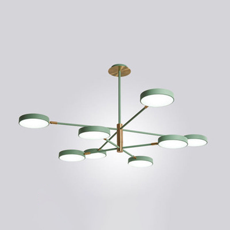 Ultra-modern Rotating Chandelier Light Fixtures Metallic Hanging Ceiling Light for Living Room 8 Green Clearhalo 'Ceiling Lights' 'Chandeliers' 'Modern Chandeliers' 'Modern' Lighting' 2552679