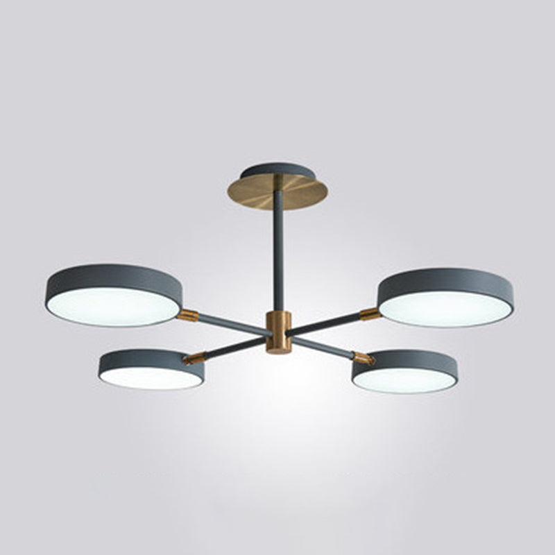 Ultra-modern Rotating Chandelier Light Fixtures Metallic Hanging Ceiling Light for Living Room 4 Grey Clearhalo 'Ceiling Lights' 'Chandeliers' 'Modern Chandeliers' 'Modern' Lighting' 2552680