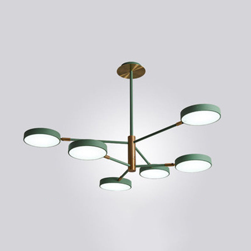 Ultra-modern Rotating Chandelier Light Fixtures Metallic Hanging Ceiling Light for Living Room 6 Green Clearhalo 'Ceiling Lights' 'Chandeliers' 'Modern Chandeliers' 'Modern' Lighting' 2552685