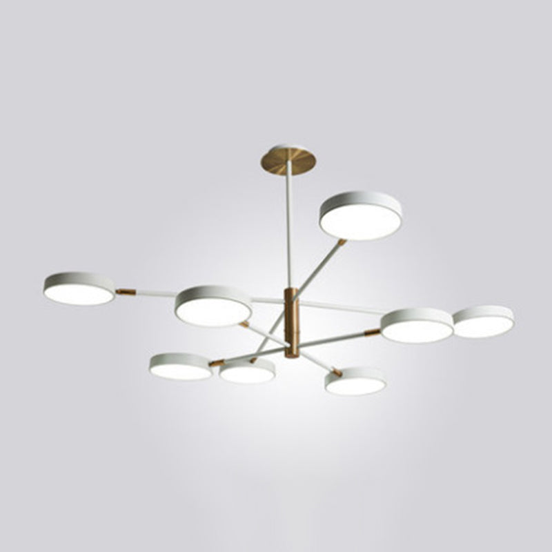 Ultra-modern Rotating Chandelier Light Fixtures Metallic Hanging Ceiling Light for Living Room 8 White Clearhalo 'Ceiling Lights' 'Chandeliers' 'Modern Chandeliers' 'Modern' Lighting' 2552689