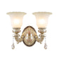 Flower Living Room Wall Sconce Light Vintage Opal Glass 1/2 Lights Beige Wall Light Fixture Clearhalo 'Wall Lamps & Sconces' 'Wall Lights' Lighting' 255269