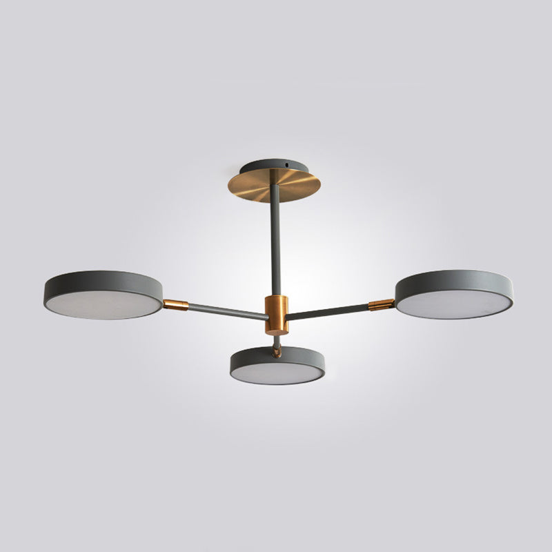 Ultra-modern Rotating Chandelier Light Fixtures Metallic Hanging Ceiling Light for Living Room 3 Grey Clearhalo 'Ceiling Lights' 'Chandeliers' 'Modern Chandeliers' 'Modern' Lighting' 2552690