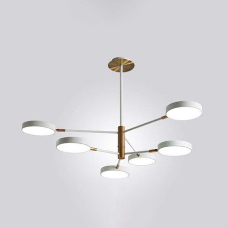 Ultra-modern Rotating Chandelier Light Fixtures Metallic Hanging Ceiling Light for Living Room 6 White Clearhalo 'Ceiling Lights' 'Chandeliers' 'Modern Chandeliers' 'Modern' Lighting' 2552691